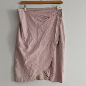 NWT Emporio Armani Pale Pink Suede Wrap Skirt